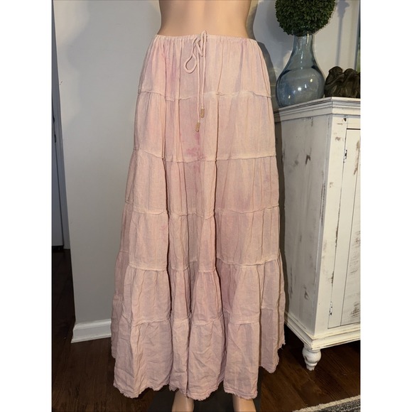Free People Dresses & Skirts - Free People Maxi Skirt Simply Smitten Blush Pink Tiered Medium Boho Whimsical